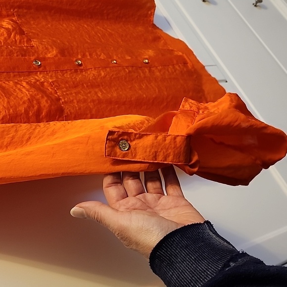 Micheal Kors Orange Button-Up Blouse - Picture 4 of 8